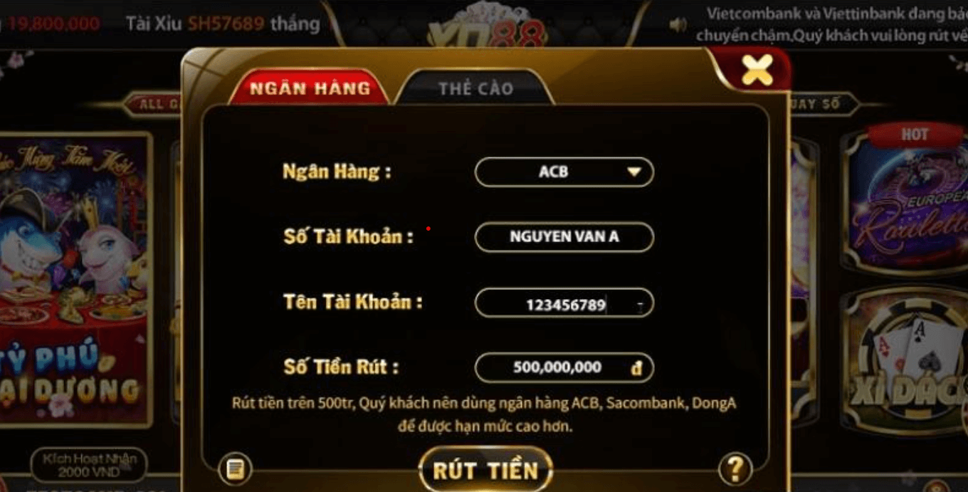 Giao dịch rút tiền Yo88